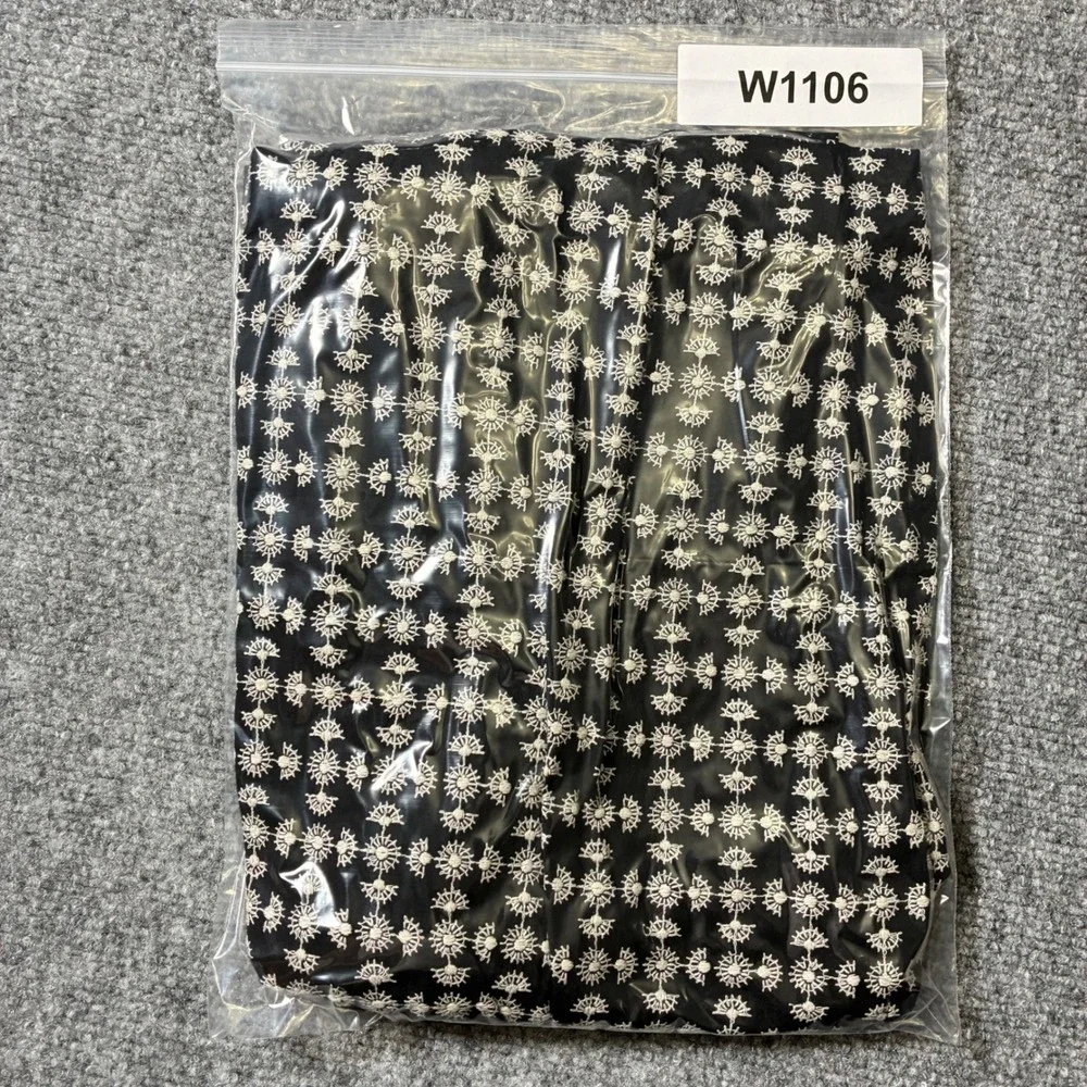 Anne Klein‎ Embroidered A-Line Skirt Womens 10 Black White Pleated